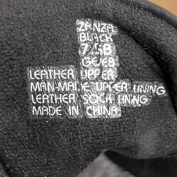 Earth Zanza Black Wedge Heel Mary Jane Clogs Shoes Leather Goth Euro Indie Y2K - Picture 4 of 10